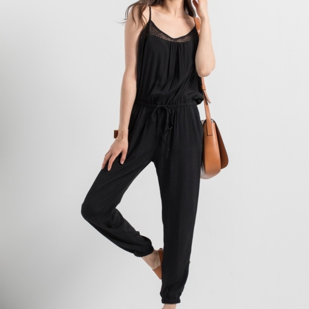 Gap Sleeveless Crochet Jumpsuit - Navy